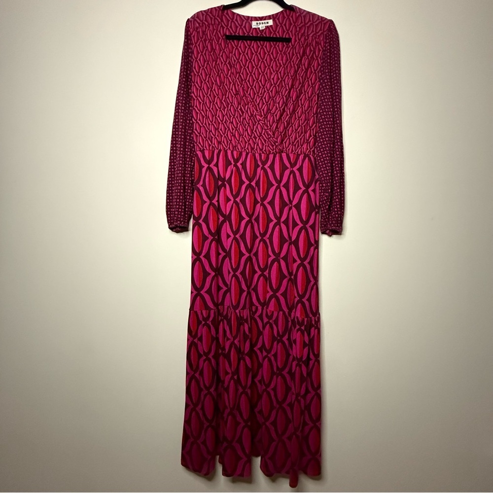 BODEN Jersey Maxi Wrap Dress in Geo Valley - Picture 3 of 11